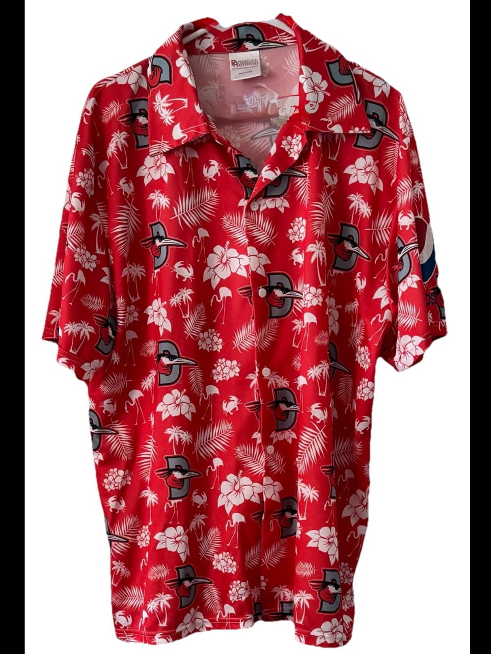 Baltimore Orioles Shirt Mens XL Short Sleeve Hawaiian Button up Collar Orange
